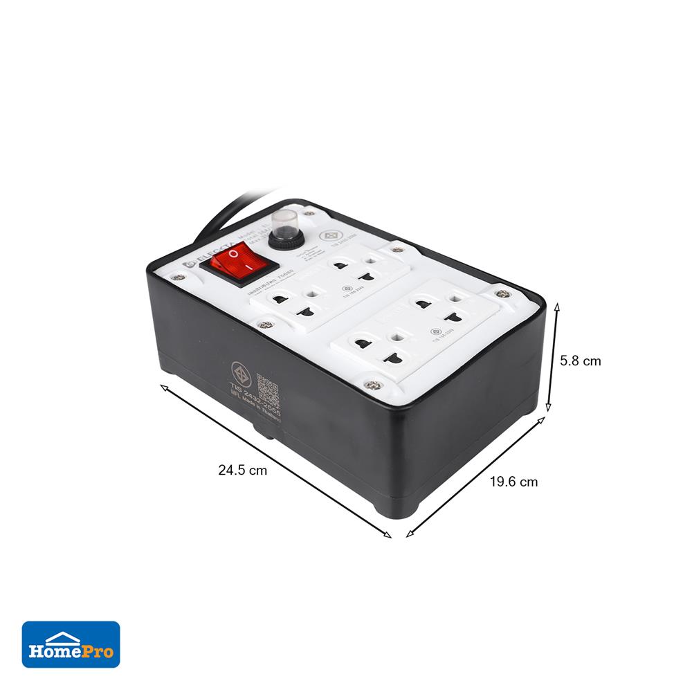 บล็อกยาง 4x4 พร้อมสาย VCT3x1.5 4ช่อง 1สวิตช์ ELECKTA 10 เมตร สีดำ