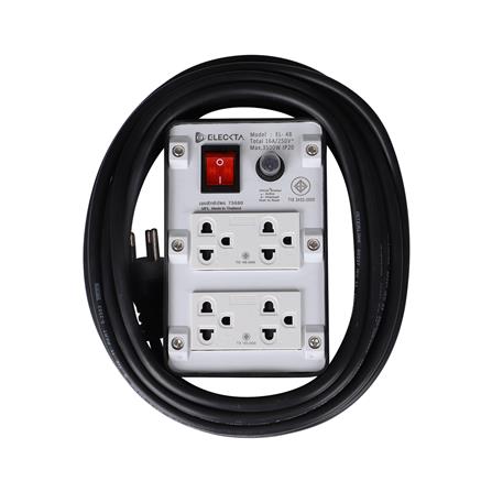 บล็อกยาง 4x4 พร้อมสาย VCT3x1.5 4ช่อง 1สวิตช์ ELECKTA 10 เมตร สีดำ_0