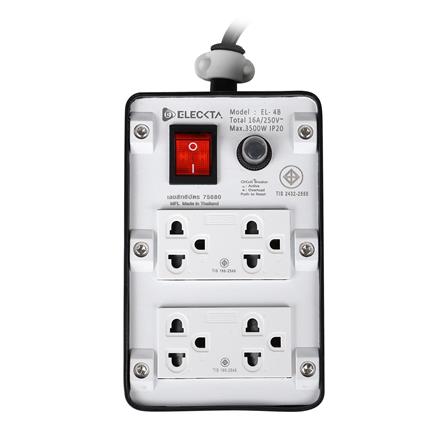 บล็อกยาง 4x4 พร้อมสาย VCT3x1.5 4ช่อง 1สวิตช์ ELECKTA 10 เมตร สีดำ_1