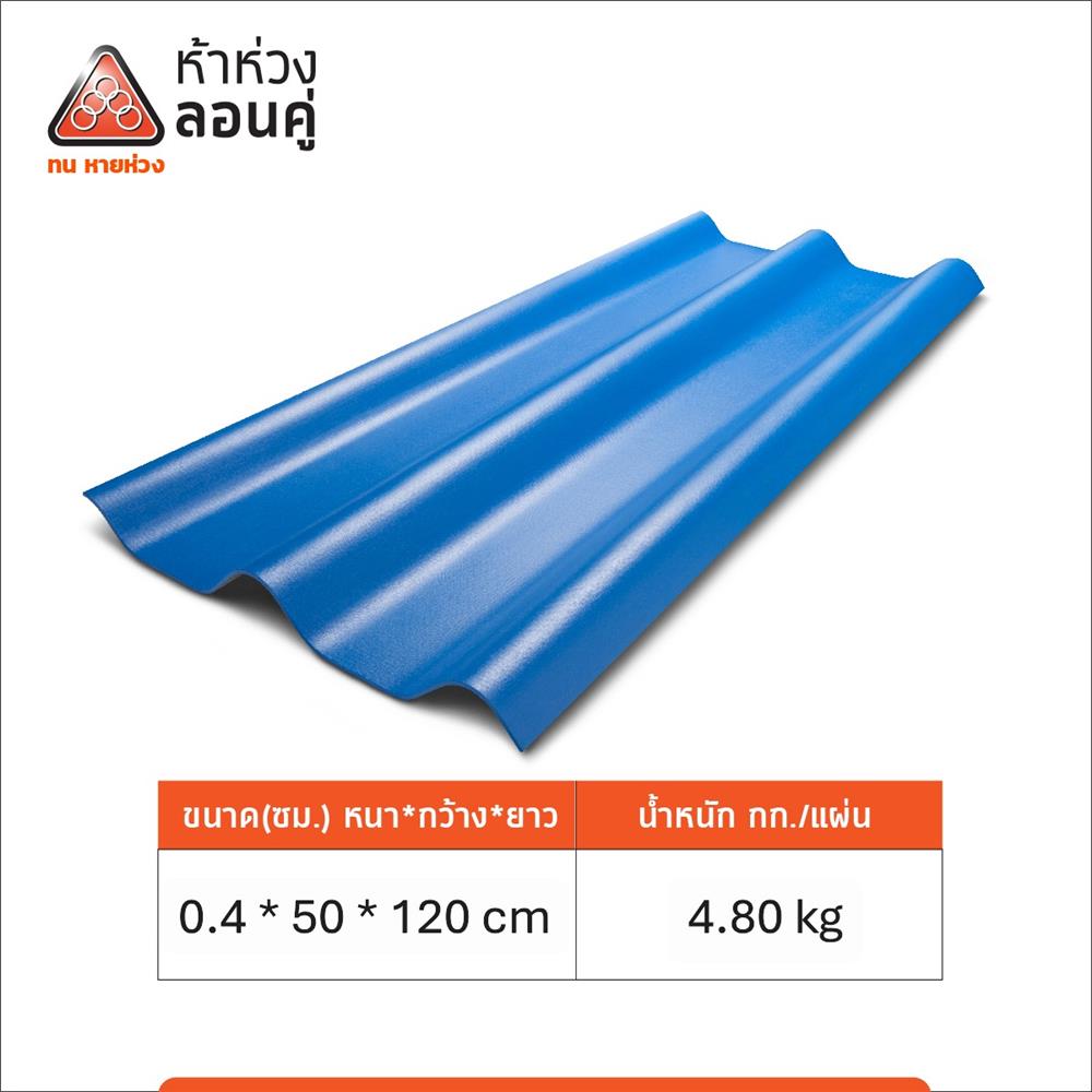 กระเบื้องหลังคาลอนคู่ ห้าห่วง 0.4x50x120 ซม. สีฟ้ารุ่งอรุณ