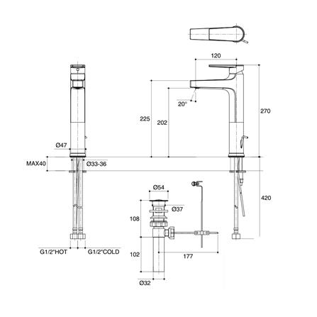 ก๊อกอ่างล้างหน้าผสม KOHLER K-74026T-4-CP_1