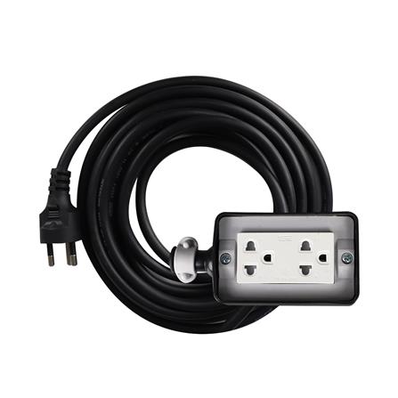 บล็อกยาง 2x4 พร้อมสาย VCT3x1.5 2ช่อง ELECKTA 5 เมตร สีดำ