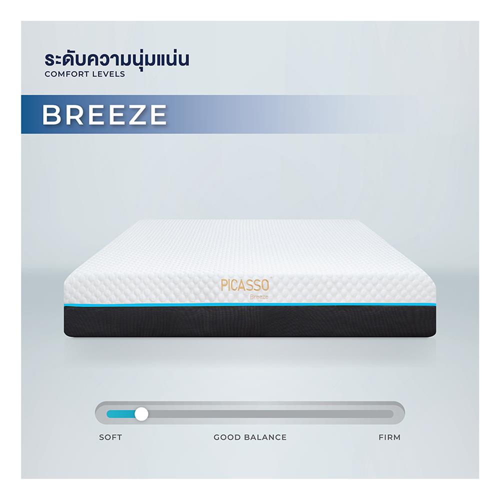 ที่นอนเมมโมรี่โฟม 5 ฟุต PICASSO COMFORT รุ่น BREEZE พร้อมชุดเครื่องนอน 11 ชิ้น