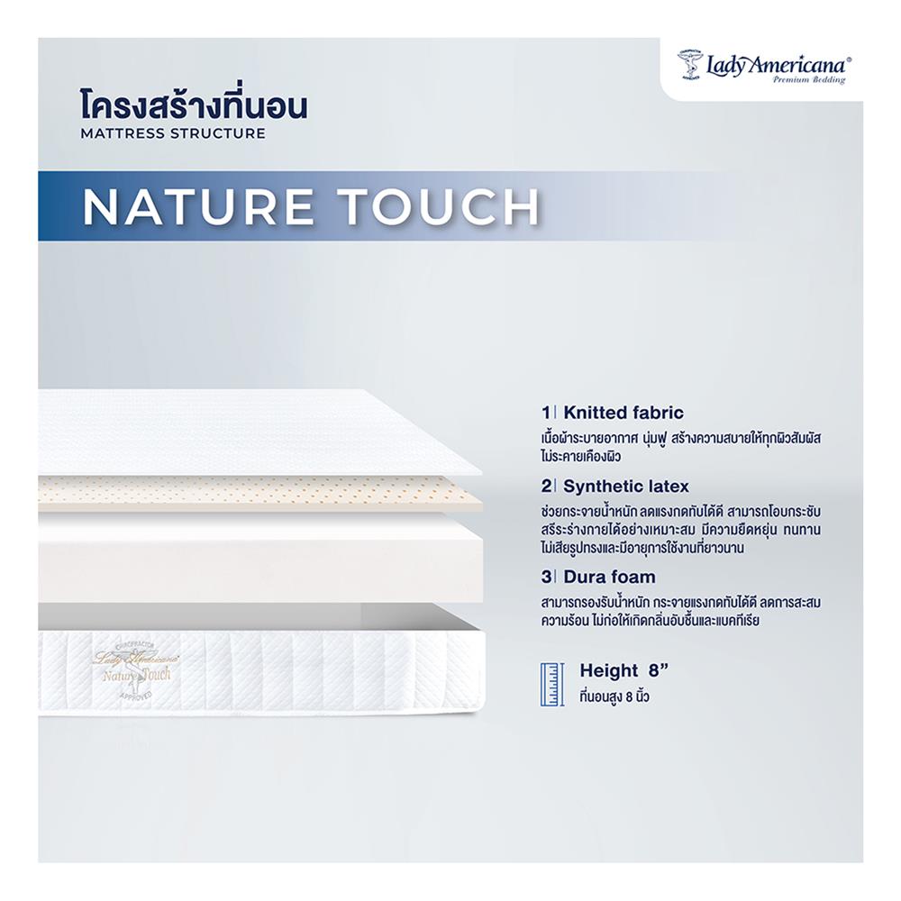 ที่นอนยางพารา 6 ฟุต LADY AMERICANA รุ่น NATURE TOUCH พร้อมชุดเครื่องนอน 11 ชิ้น