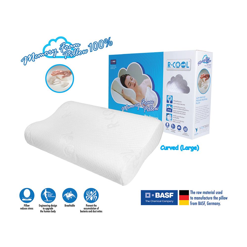 หมอนสุขภาพ เมมโมรี่โฟม R-COOL CURVE L 56x35x12 ซม. สีขาว