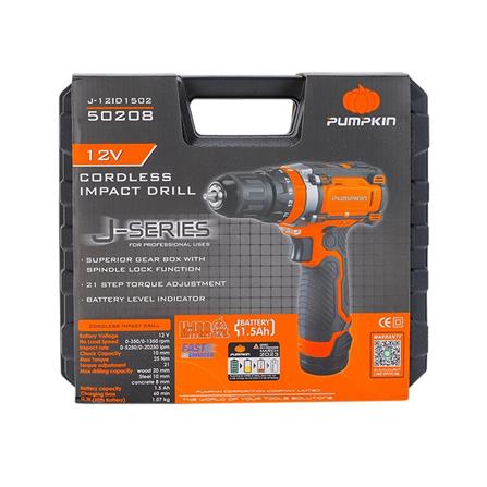 สว่านกระแทกไร้สาย (พร้อมแบตเตอรี่) PUMPKIN J-12ID1502 50208 12 โวลต์_1