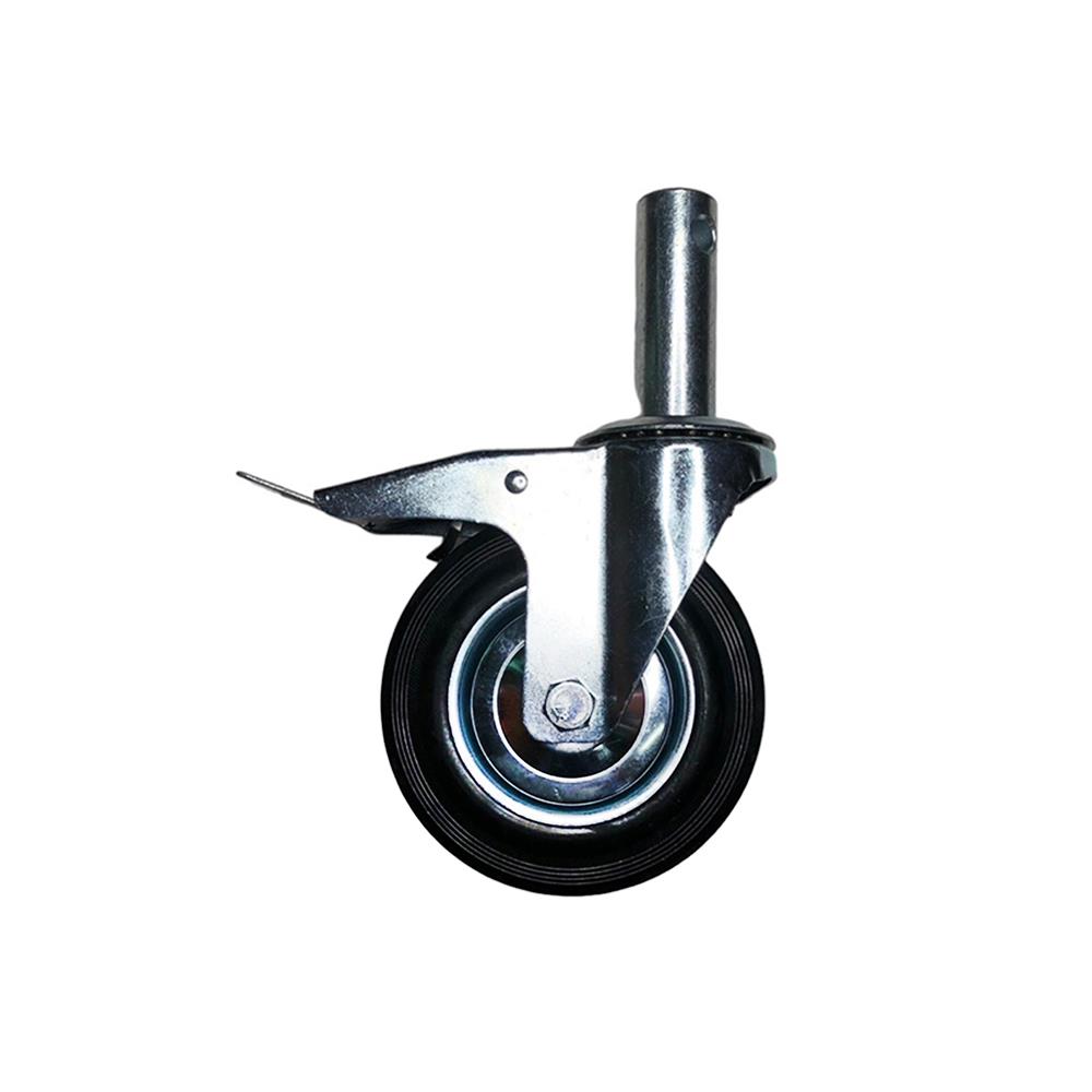 ลูกล้อยางนั่งร้าน BIH เพลาหมุน มีเบรก ล็อก 2 ชั้น 6 นิ้ว สีดำ