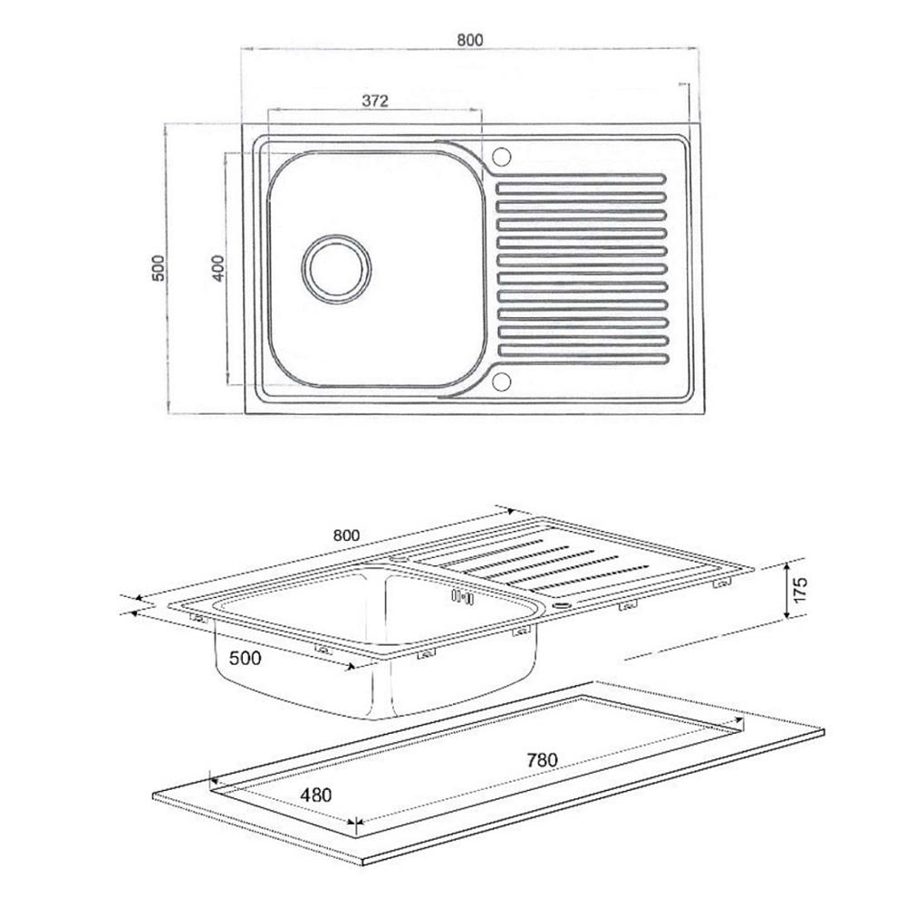ซิงค์ฝัง 1หลุม 1ที่พัก MEX DLA81 สเตนเลส
