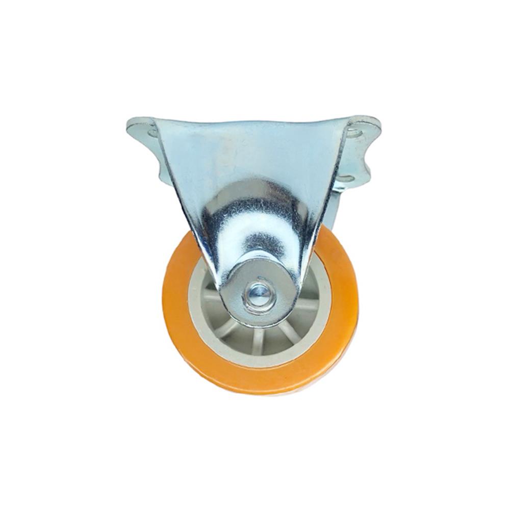 ลูกล้อโพลียูรีเทน BIH แป้นตาย ไม่มีเบรก 2นิ้ว สีเหลือง