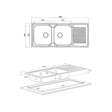 ซิงค์ฝัง 2หลุม 1ที่พัก MEX DLA202 สเตนเลส_3