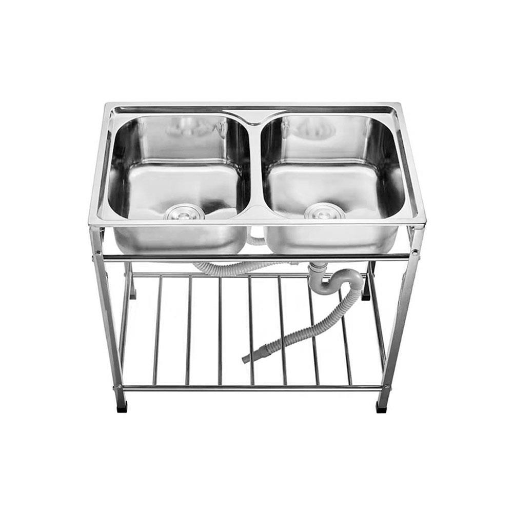 ซิงค์ขาตั้ง 2หลุม TECNOSTAR TT 8248 S สเตนเลส