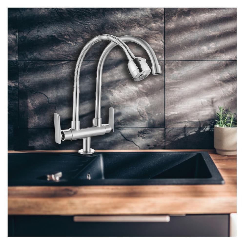 ก๊อกซิงค์เดี่ยวติดตั้งบนเคาน์เตอร์ HONS FC2007 สีเงิน