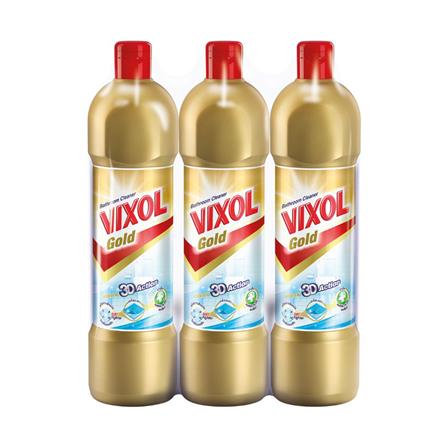 น้ำยาทำความสะอาดห้องน้ำ VIXOL 900 มล. ทอง แพ็ก 3 ชิ้น_0