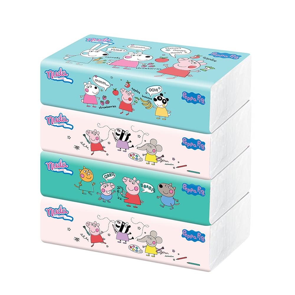กระดาษเช็ดหน้า NUDA PEPPA PIG 120 แผ่น แพ็ก 3+1