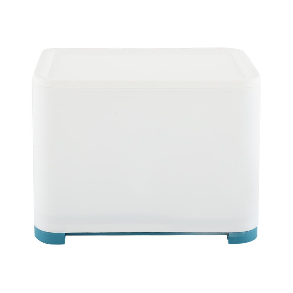 ชั้นคว่ำจานพลาสติก1ชั้นฝาใส ฟ้า/ขาว KECH