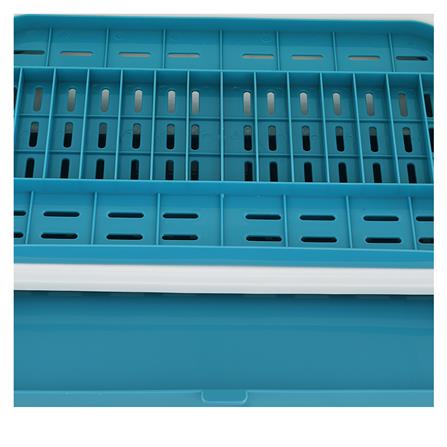 ชั้นคว่ำจานพลาสติก1ชั้นฝาใส ฟ้า/ขาว KECH_4