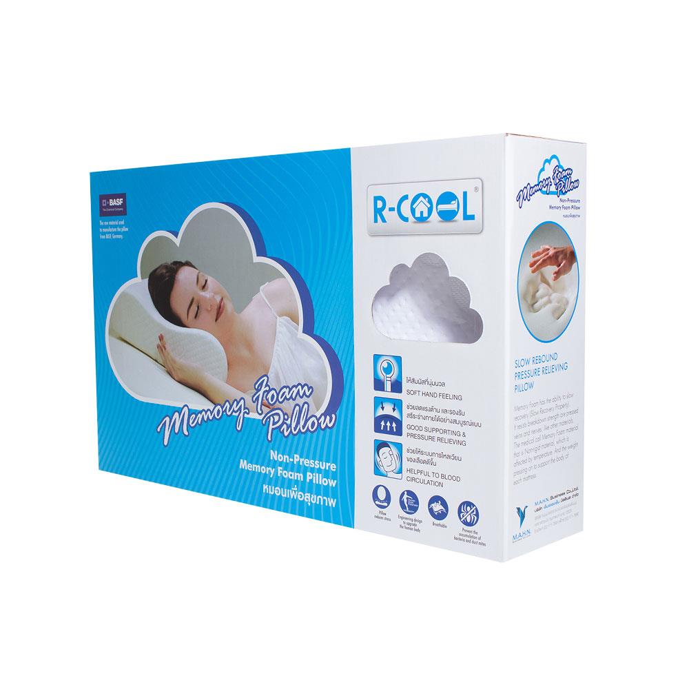หมอนสุขภาพ เมมโมรี่โฟม R-COOL MEMORY FOAM CURVE M 56x31x10 ซม. สีขาว