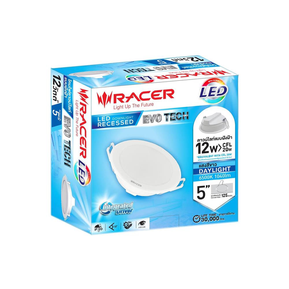 ดาวน์ไลท์ LED RACER EVO TECH 5 นิ้ว 12 วัตต์ DAYLIGHT สีขาว