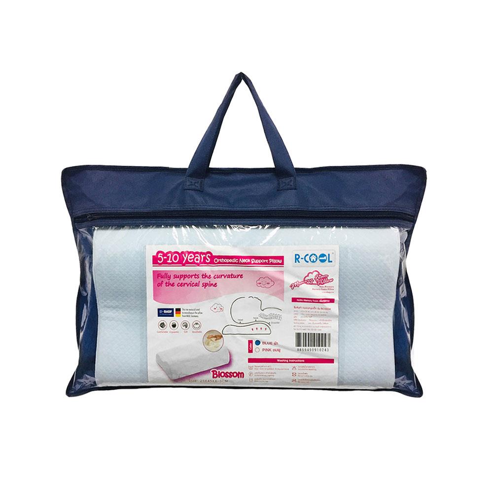 หมอนสุขภาพ เมมโมรี่โฟม R-COOL MEMORY FOAM BLOSSOM 25x45x8 ซม. สีฟ้า