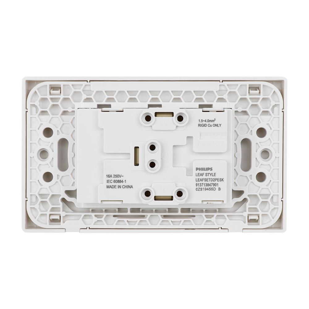 ชุดเต้ารับคู่ 3 ขากลม PHILIPS LEAF สีขาว