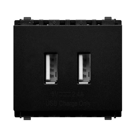 เต้ารับ USB PHILIPS 2 ช่อง LEAF 2.4 แอมแปร์ สีดำ