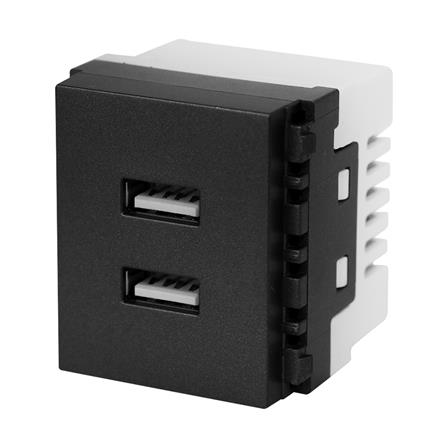 เต้ารับ USB PHILIPS 2 ช่อง LEAF 2.4 แอมแปร์ สีดำ_1