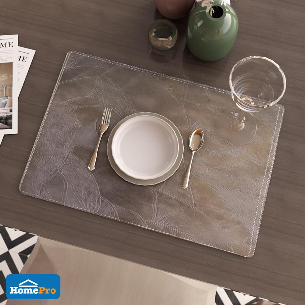 แผ่นรองจาน PVC KAN LEATHER ROCCO สีเทา