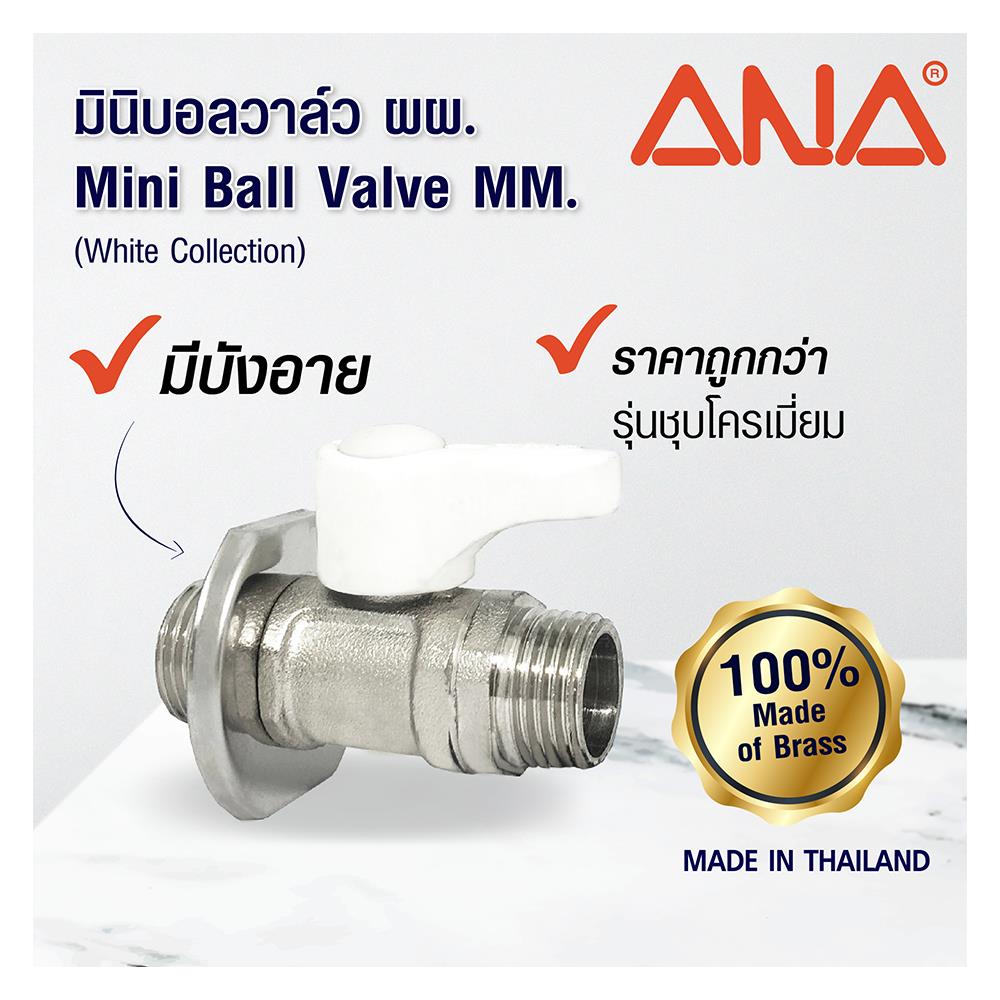 มินิบอลวาล์ว MM ANA 1/2 นิ้ว สีขาว