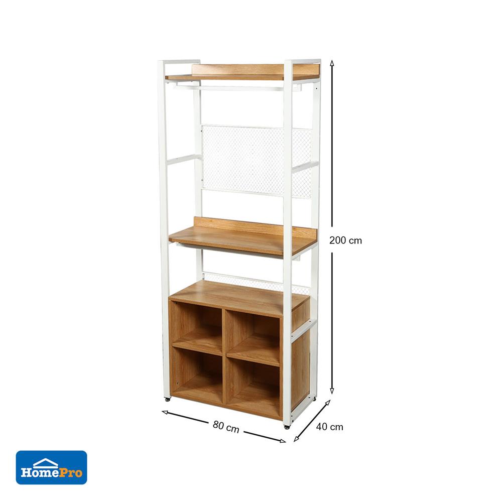 ตู้เสื้อผ้า FURDINI PLANK W10-800-24D สีน้ำตาล/ขาว