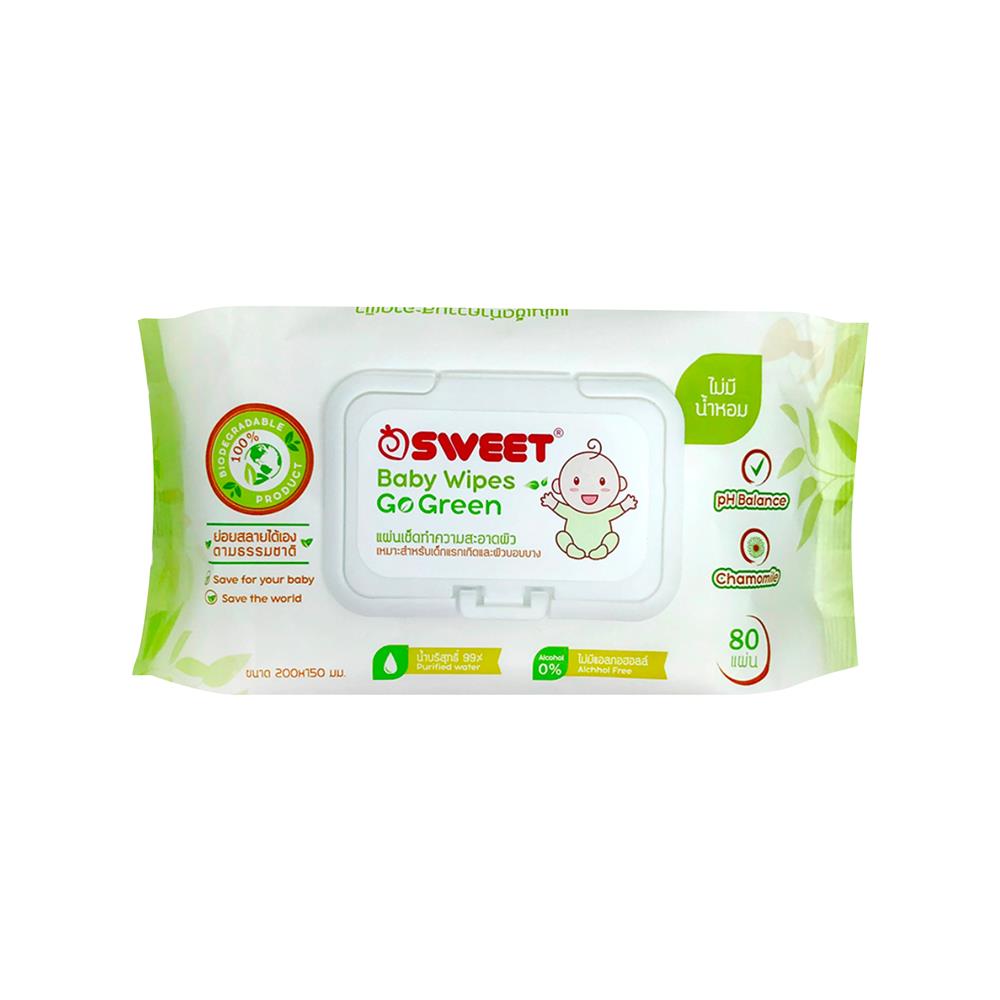 ผ้าเช็ดทำความสะอาด SWEET GO GREEN 80 แผ่น (1แถม1)