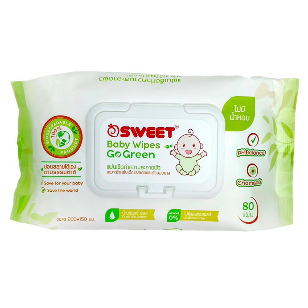 ผ้าเช็ดทำความสะอาด SWEET GO GREEN 80 แผ่น