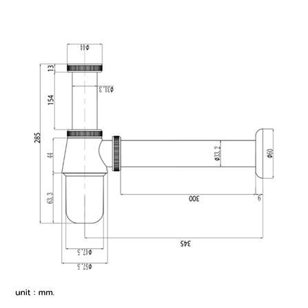 ท่อน้ำทิ้งอ่างล้างหน้ากระปุก HONS PT01 30 ซม._1