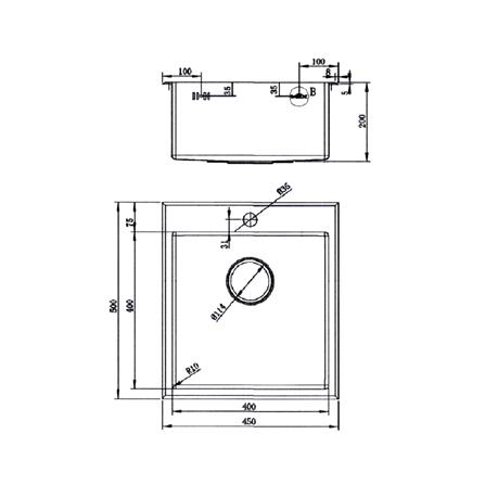 ซิงค์ฝังสแควร์ 1 หลุม MEX SC45 สเตนเลส_2