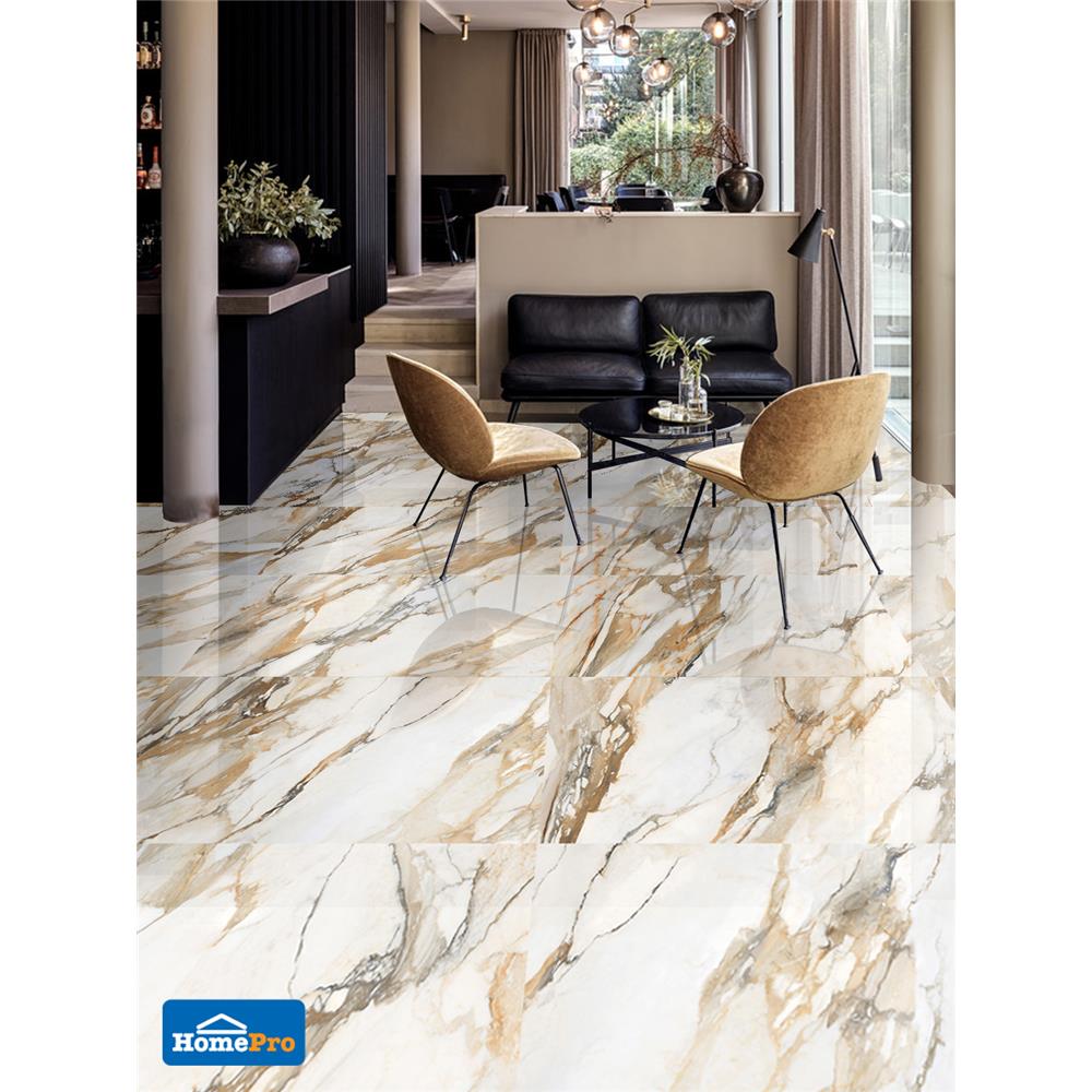 กระเบื้องพื้น 60x120 ซม. ลุคนาว ขาว-น้ำตาล 1.44M2