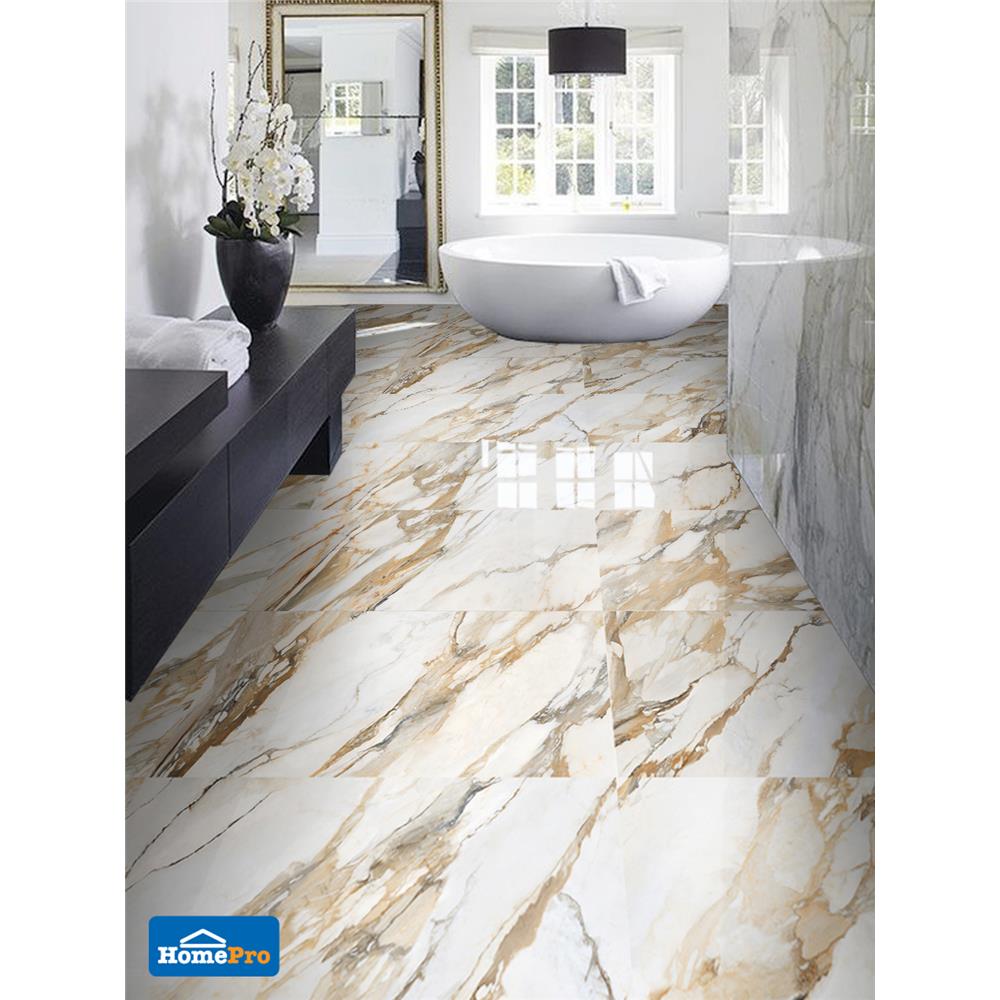 กระเบื้องพื้น 60x120 ซม. ลุคนาว ขาว-น้ำตาล 1.44M2
