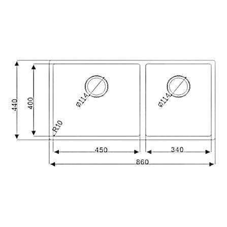 ซิงค์ฝังสแควร์ 2หลุม MEX BSC822 สเตนเลส_2