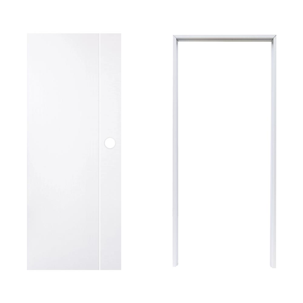 ชุดประตูห้องน้ำ PVC AZLE P4 บานทึบพร้อมวงกบ 70X200 ซม. สีขาว เจาะ