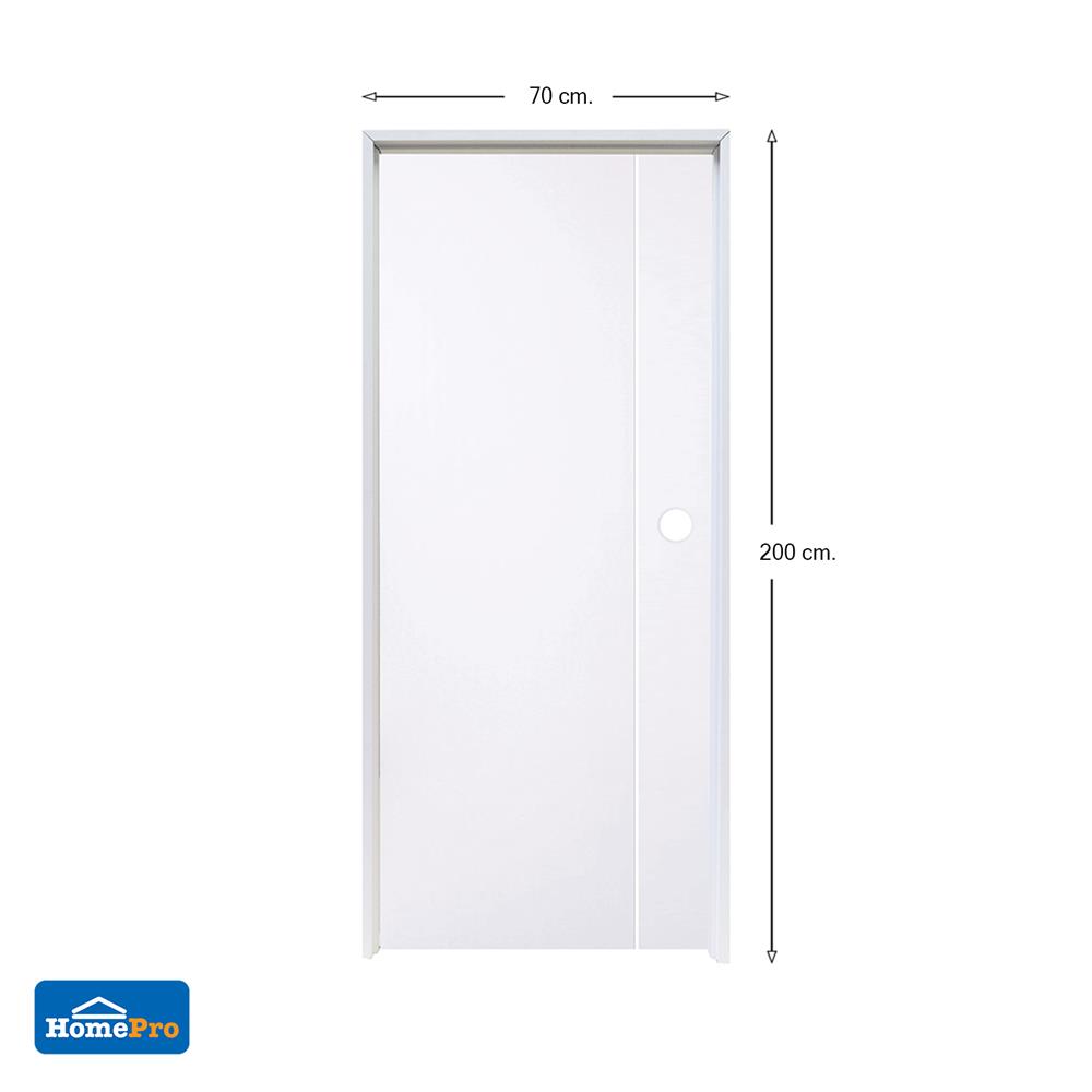 ชุดประตูห้องน้ำ PVC AZLE P4 บานทึบพร้อมวงกบ 70X200 ซม. สีขาว เจาะ