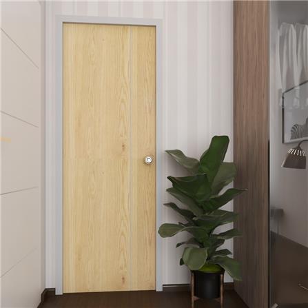 ชุดประตูห้องน้ำ PVC AZLE P4 บานทึบพร้อมวงกบ 70X200 ซม. สีบีช เจาะ_5