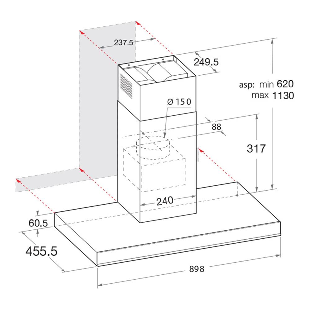 เครื่องดูดควันกระโจม ARISTON AHBS9.7FLTIX 90 ซม.