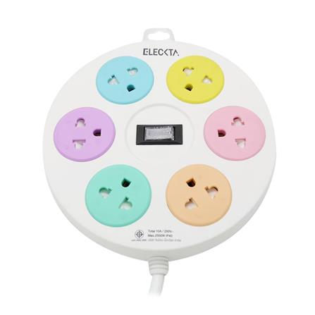 รางปลั๊กไฟ 6ช่อง 1สวิตซ์ ELECKTA RD-6101 3 ม. สีขาว_0