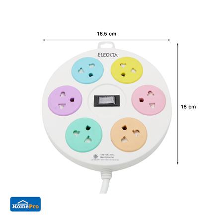รางปลั๊กไฟ 6ช่อง 1สวิตซ์ ELECKTA RD-6101 3 ม. สีขาว_3
