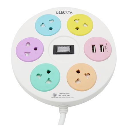 รางปลั๊กไฟ 5ช่อง 1สวิตซ์ 2USB ELECKTA RD-5121 3 ม._0