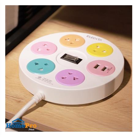 รางปลั๊กไฟ 5ช่อง 1สวิตซ์ 2USB ELECKTA RD-5121 3 ม._3