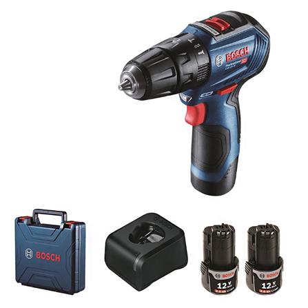 สว่านกระแทกไร้สาย (พร้อมแบตเตอรี่) BOSCH GSB12V-30 BL 12 โวลต์