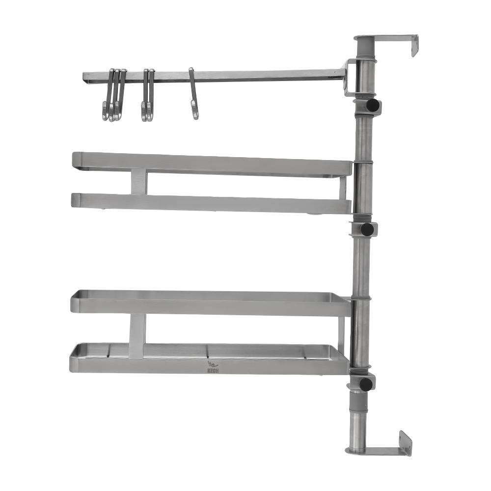 ชั้นวางสเตนเลสหมุนได้2ชั้น+ราวแขวน Tiny