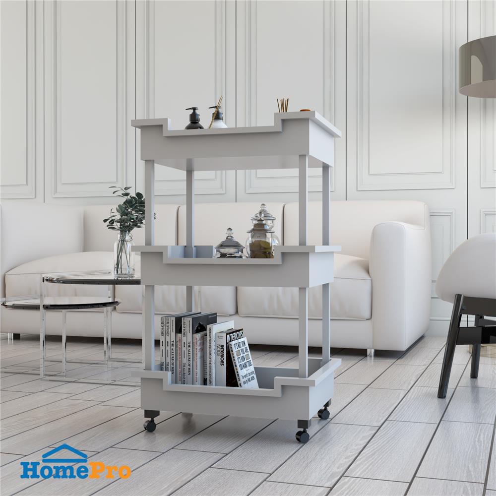 ชั้นวาง 3 ชั้น มีล้อ STACKO SHELFY 48x36x85 ซม. สีเทา
