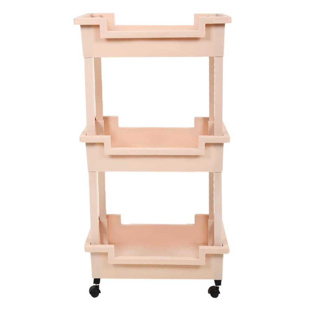 ชั้นวางของ 3 ชั้น มีล้อ STACKO SHELFY 48x36x85 ซม. สีเบจ