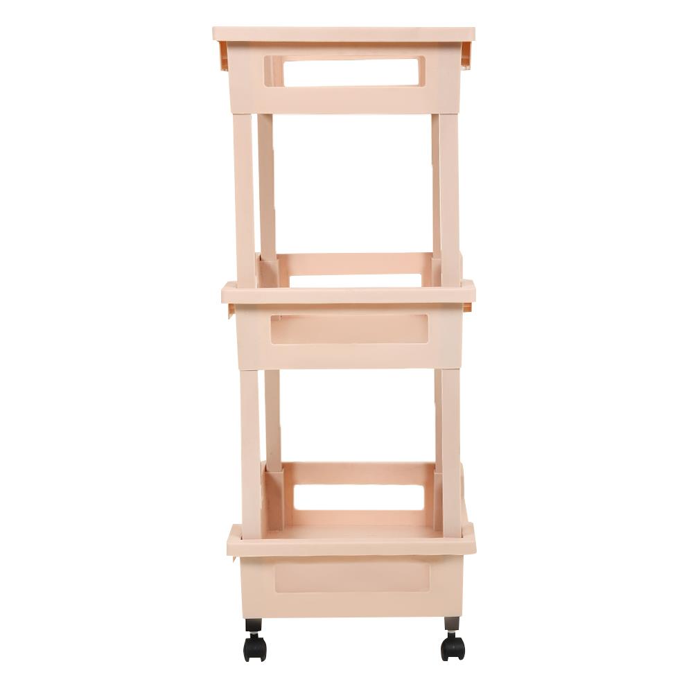 ชั้นวางของ 3 ชั้น มีล้อ STACKO SHELFY 48x36x85 ซม. สีเบจ