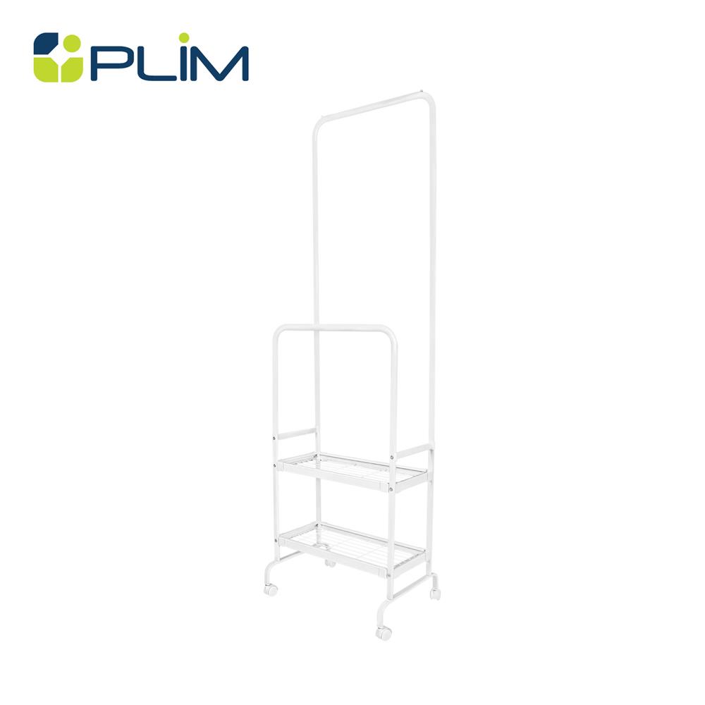 ราวแขวนผ้าพร้อมชั้นวางของ 2 ชั้น PLIM สีขาว_0